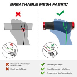 GXCROR Ergonomic Bicycle Grips with Non-Slip Point Design, Shock-Absorbing Rubber Handlebar Grips for Mountain Bikes, 130 mm Safety Grips