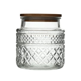 38 FL OZ Large Glass Storage Jar Food Storage Container with Airtight Bamboo Wooden Lid for Candy Snack Coffee Tea Nuts Airtight Glass Jars Kitchen Containers Cereal Canisters Vintage Glass Canisters