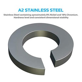 M4 Stainless Steel Spring Washers, Split Ring, Helix Lock Washer, Single Coil Square Section Shim, Gasket Ring for 4mm Bolt/Screw DIN 127 A2 (Pack of 25)