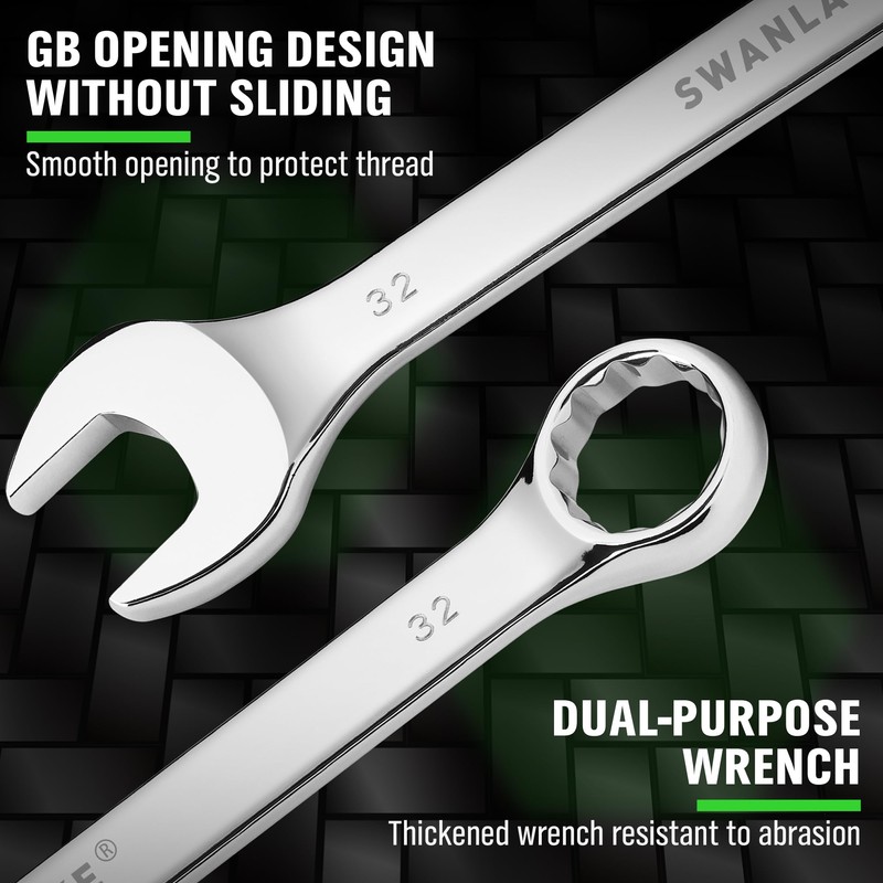 6-Piece All-Purpose Combination Wrench Set, Metric & Standard 23mm, 24mm,