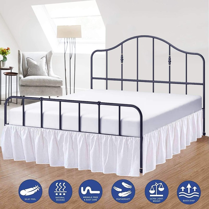 Ruffled Bed Skirt with Split Corners Three Side Coverage-King Size