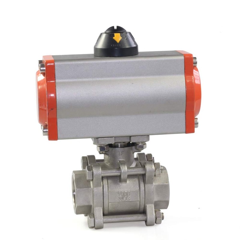 3/4" Pneumatic Actuated Ball Valve Double Acting 3-Piece Air Steam