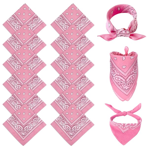 12 Pack Pink Bandana in Bulk