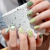 KKUUOO Cute Press on Nails Short Square Fake Nails Green