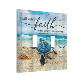 Wpshijia Blue Ocean Sea Turtle Beachy Motivational Animal Double Toggle Light Switch Covers 2 Gang Wall Plate Dual Decorative Switchplate Electrical Faceplate for Livingroom Bathroom Bedroom Decor