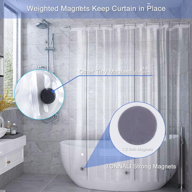 Tonnali Stall Clear Shower Curtain Liner 54 x 72 inch,