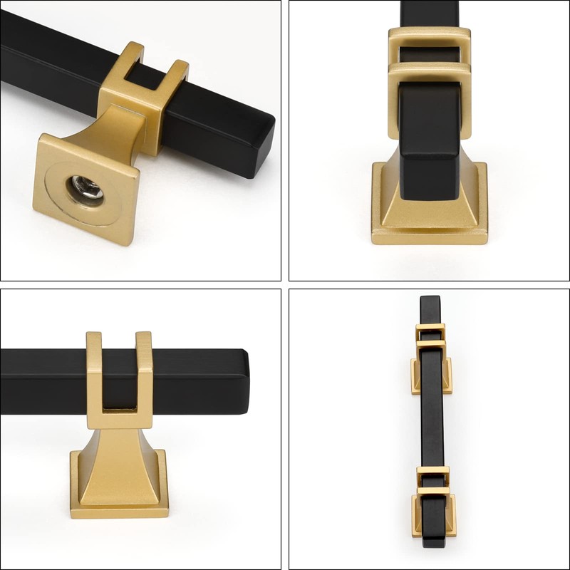 Haliwu 20 Pack Black and Gold Cabinet Pulls, 5 inch
