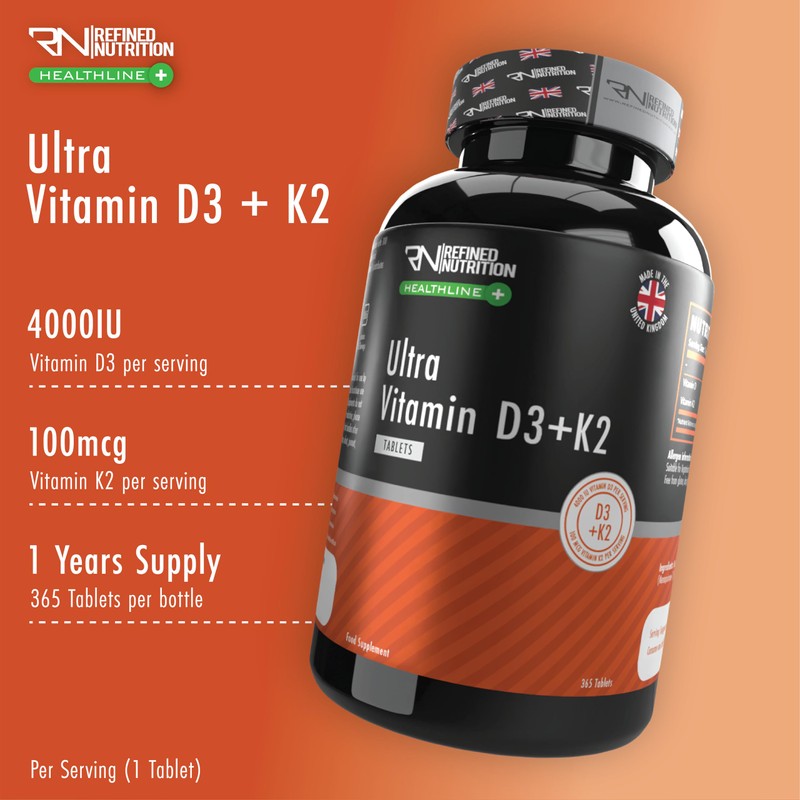 Refined Nutrition Vitamin D3 and K2 4000 IU - 365