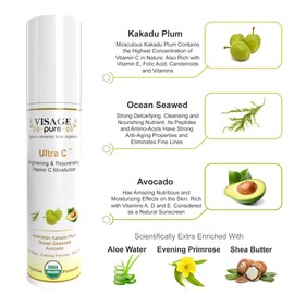 Visage Pure Ultra C - Brightening and Rejuvenating Anti-aging Face Moisturizer - Natural Advanced Vitamin C Moisturizer. Scientifically Formulated to Plump and Nourish the Skin and Promote Collagen Production Throughout the Day - USDA Organic - Physician