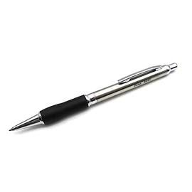 Pentel Sterling Elite Retractable Ballpoint Pen - Brushed Metal Stainless Steel Barrel - Soft Rubber Grip - Black Ink - B460