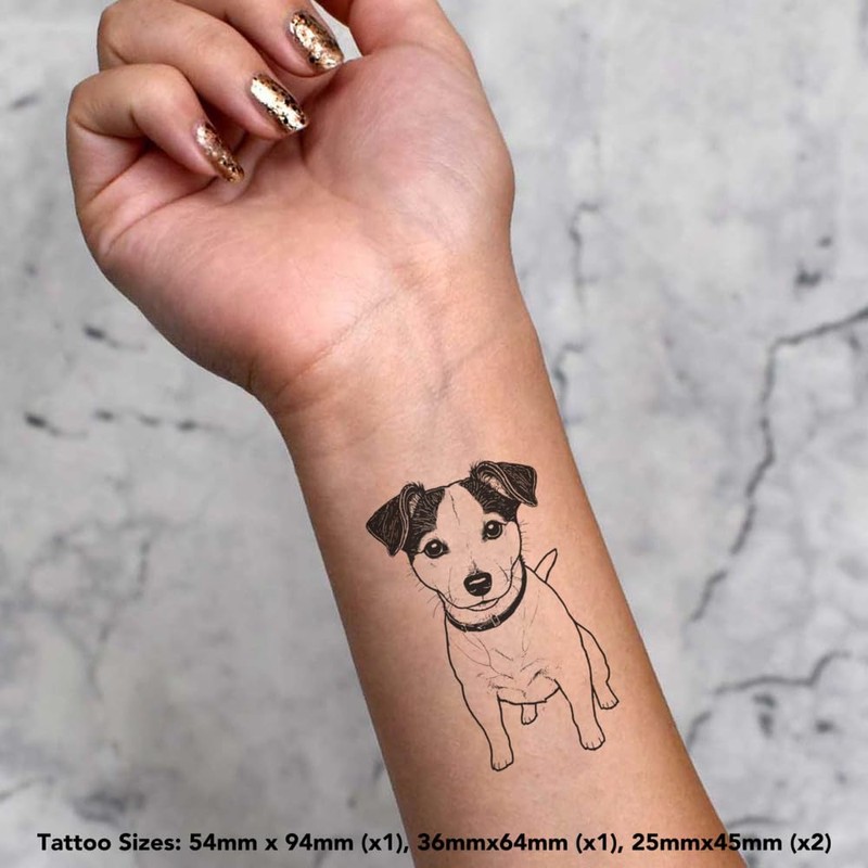 Azeeda 4 x 'Jack Russell Terrier' Temporäre Tattoos - Wasserfest,