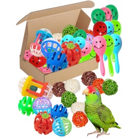 DIYUQISHI 23-Pack Bird Toys for Parrots – Colorful Bells & Woven Balls for Fun Exercise & Mental Stimulation, Fits Small to Large Birds (1.6'' - 2.8'', Bird Toys Mega Set)