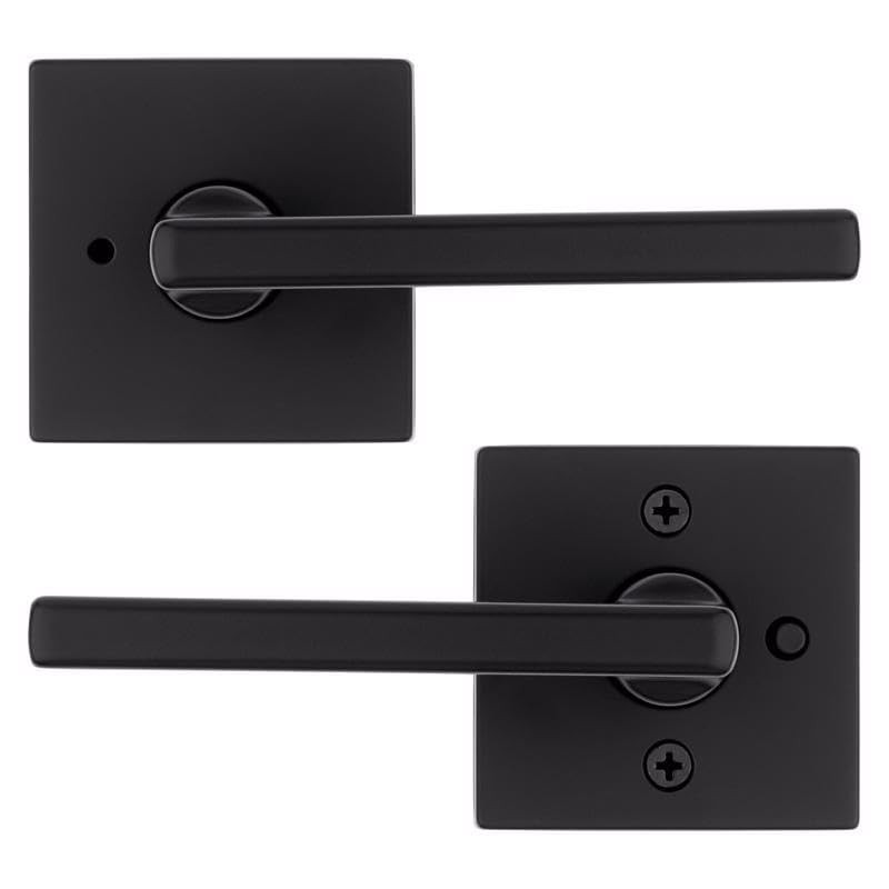 Kwikset Halifax Matte Black Bed and Bath Lever Right or