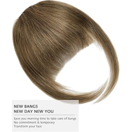 Rose bud Bangs Hair Clip in Bangs Remy Human Hair Extensions Light Brown Flat Face Fringe Bangs Human Hair Pieces for Women