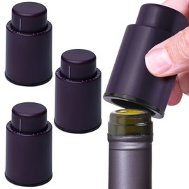 Purple Vacuum Wine Preserver - Leak-Proof Pump & 4 Resealable Stoppers for Freshness