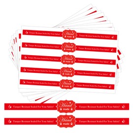 Food Retail Package Seal Stickers 9x1 Inch Safe Secure Tamper Evident Lids Stickers Tamper Proof Stickers 200 Pcs Tamper Evident Labels for Freshness Labels for Handmade Crafted Baking (Red)
