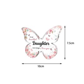 DWUENT Butterfly Acrylic Plaque for Daughter - 10x7.5cm Inspirational Keepsake, Birthday & Graduation Gifts with Engraved Quotes, Daughter Gifts from Mum Dad