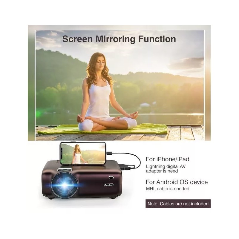 Excelvan Projector BL43; Home Theater 720P Supports 1080P; 2600 Lumens
