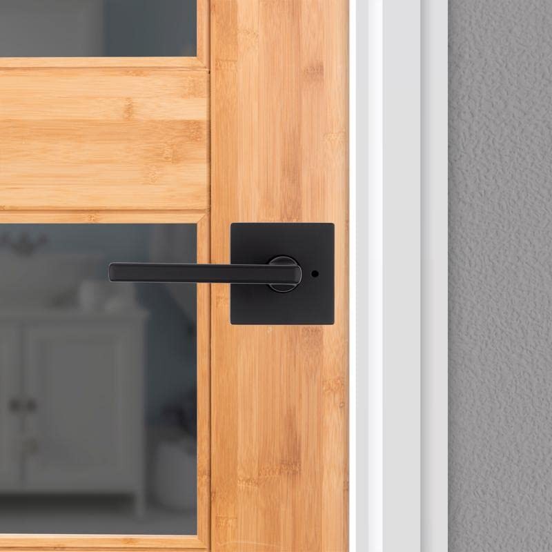 Kwikset Halifax Matte Black Bed and Bath Lever Right or