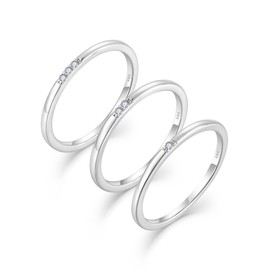 STARCHENIE 925 Sterling Silver Stackable Ring Set for Women Thin Thumb Pinky Ring Wedding Band Size 5