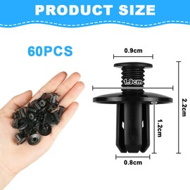 Adiwo Plastic Rivet Fasteners, 60 PCS Car Body Retainer Clips Set, 8mm Expansion Rivets Plastic, Push Type Retainer Clips, Bumper Clips, Universal Automobile Trim Panel Clip