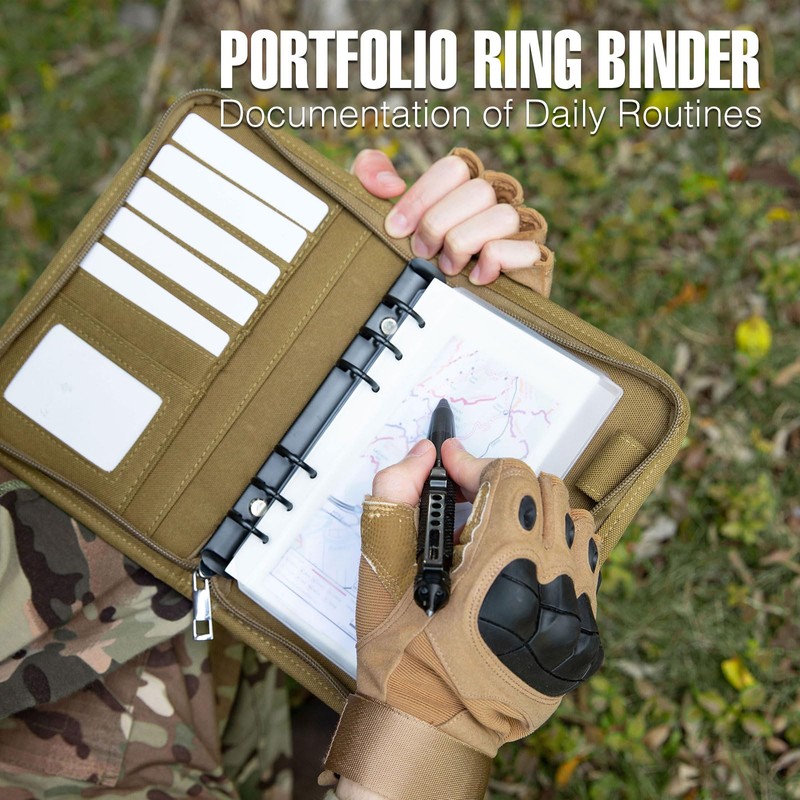 Kosibate Tactical Notebook Padfolio Ring Binders with 45 Sheets,Army Military