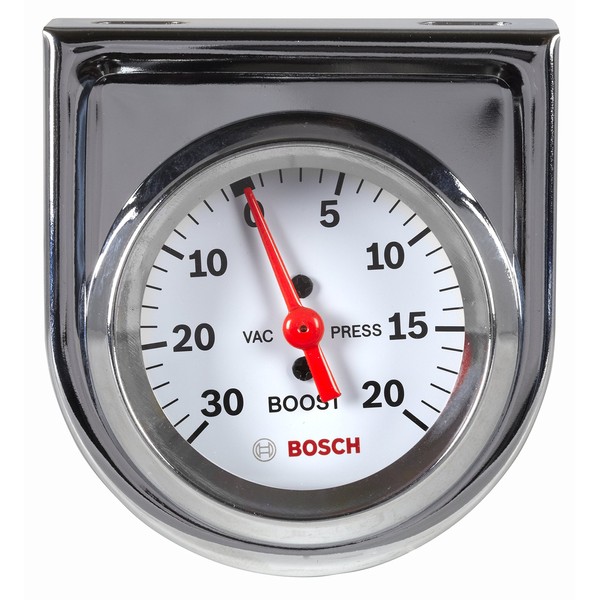 Actron Bosch SP0F000042 Style Line 2" Mechanical Vacuum/Boost Gauge (White Dial Face, Chrome Bezel)