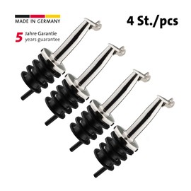 Westmark 4 spirit/oil pourers for bottles, with flap, with trachea, metal/stainless steel, plastic cork, Inox Gastro, silver, 468222E3