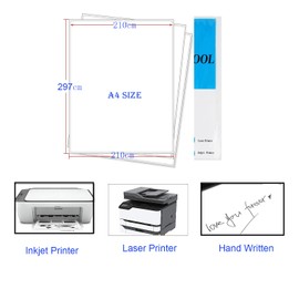 A4 (297 cm x 210 cm) Full Blank Sheets with 1 Label per Sheet Sticker Labels for Inkjet Laser Printers