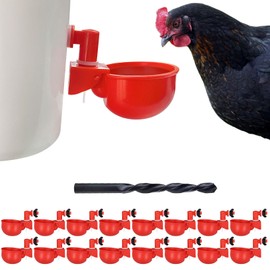 Chicken Waterer Cups | Automatic Large Chicken Water Feeder for Chicks, Turkey, Ducks, Goose, Bunny and Birds | Poultry Waterer - BPA Free & Leak Proof Design (16 Pack)