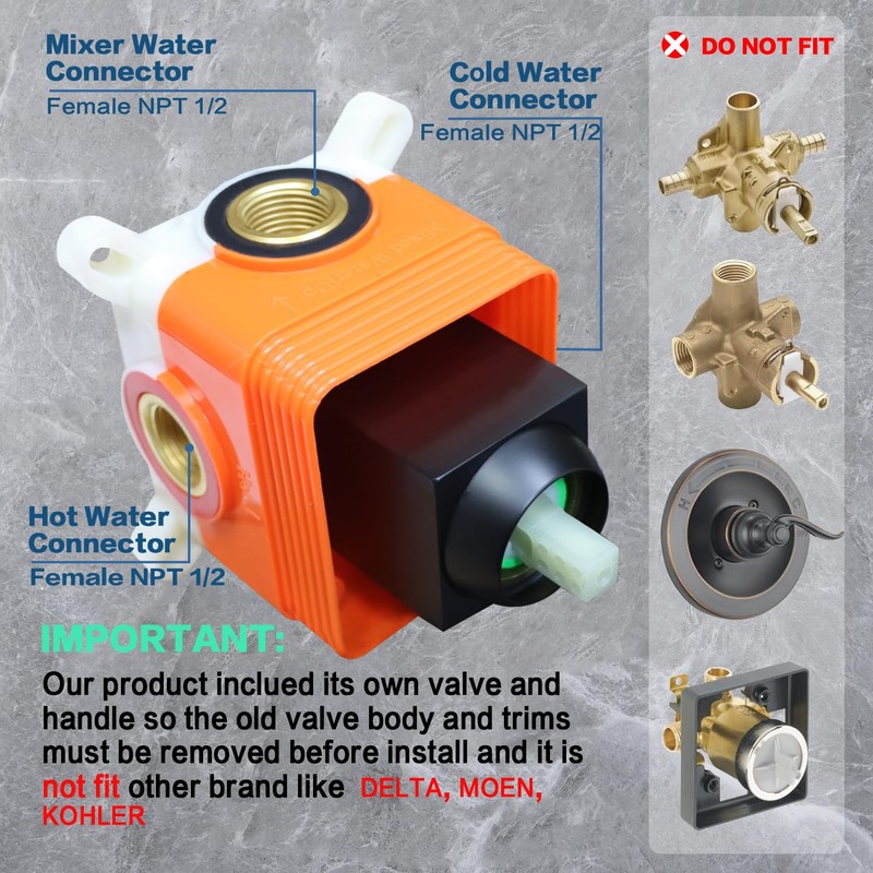 Enga Single Function Square Shower Mixer Valve - Wall Mount