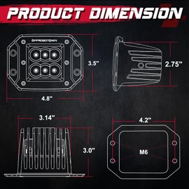 OFFROADTOWN Flush Mount Yellow LED Pods 5 Inch 120W CREE LED Spot Fog Lights Chase Lights Amber Pod lights Reverse Lights Flush Mount Bumper Light Pods 2PCS for Truck Pickup ATV UTV SUV Golf Cart