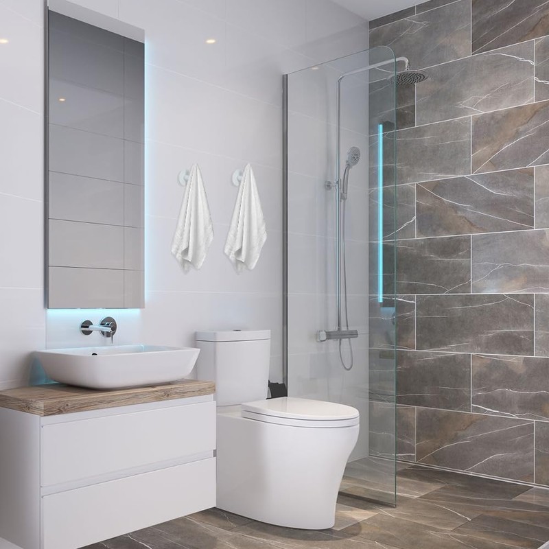 Vuzvuv Adhesive Hooks White SUS304 Stainless Steel - Self Adhesive