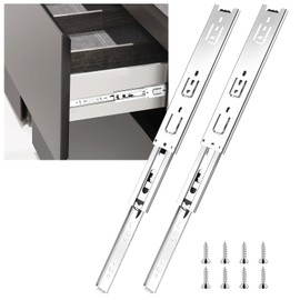 Drawer Slides 1 Pairs(2pcs), 14inch Cabinet Drawer Slides, Side Mount, Full Extension, Ball Bearing Heavy Duty Drawer Slides 100 LB Capacity Silver