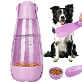 UPSKY Foldable Dog Water Bottle, Portable Dog Travel Water Dispenser with Drinking Feeder & Pooper Scooper, Leak Proof, Ideal for Pets Outdoor Walking, Hiking, Travel, Pink