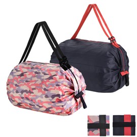 QZDAFFIC Shopping Bags - 2 Style Foldable Sports Tote Bags with Zip, Waterproof Strong Storage Bags Hold 15 KG, Large Capacity Nylon Shoulder Grocery Pouch for Laundry Travel Supermarket