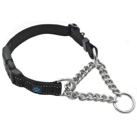 Max and Neo Stainless Steel Chain Martingale Collar - We Donate a Collar to a Dog Rescue for Every Collar Sold (Small, Black)