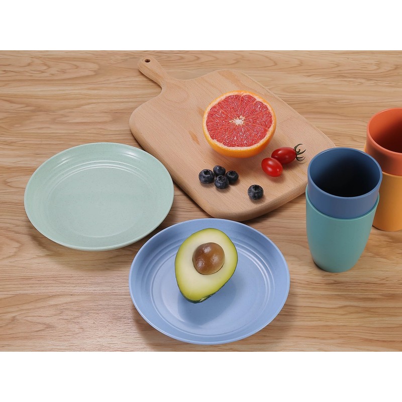 LuckyZone 7 Inches Small Unbreakable Wheat Straw Plates - Reusable