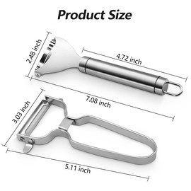 Abnaok Stainless Steel Corn Peeler, ​Magic Corn Cob Stripper Tool,Premium Stainless Steel Corn Thresher with Ergonomic Handle,Corn Cob Remover (2x Corn Peeler+ 1 x Vegetable Peeler)