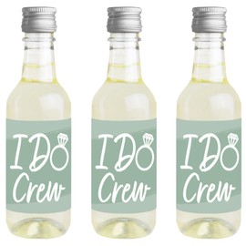 Big Dot of Happiness Sage Green Elegantly Simple - Mini Wine and Champagne Bottle Label Stickers - Wedding or Bridal Shower Guest Party Favor Gift for Women and Men - Set of 16