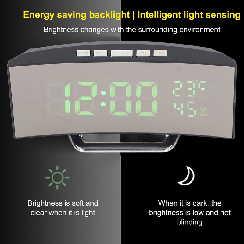 LED Digital Clock 3 Level Brightness Snooze USB Battery Powered