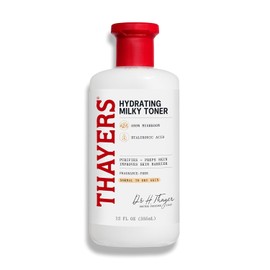 THAYERS Tónico facial lechoso para el cuidado de la piel con hongo de nieve y ácido hialurónico, tónico facial suave natural, para piel seca y sensible, 12.0 fl oz
