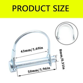 Ruidee 5 Pcs Wire Lock Pin 8x50mm Shaft Locking Pin Trailers Lock Hitch Pto Pin Round Loop Wire Pin Heavy Duty Coupler Pin (DSX/8x50mm)