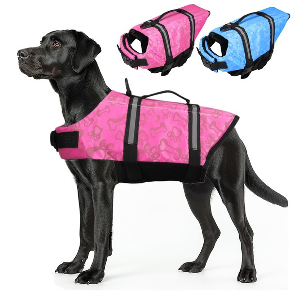 Neween Dog Life Jacket with Reflective Stripe, Adjustable Dog Life