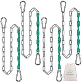 SELEWARE 4 Pcs 85" Heavy Duty Swing Chains, 1000LB Capacity Stainless Steel Hanging Chains with 8 Carabiners, Swing Extension Chain Hanging Kit for Playground Swings, Hammock Chairs & Punching Bags
