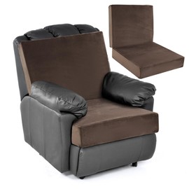 HOMBYS Foam Lumbar Support Pillow for Recliner with Recliner Chair Seat Cushion-Thick Seat Cushion for Elderly with Long Back Support, Extra Large & Non-Slip, Brown