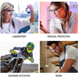 HPYNPES Safety GlassesClear Anti-Fog Goggles Over-Spec Glasses Protective Eye Wear Industrial Approved Wide-Vision（4 PACK）