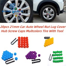 Unbranded 20Pcs Wheel Nut Bolt Cover Caps Wheel Nut Lug Dust Bolt Rims Tire 17mm - Red