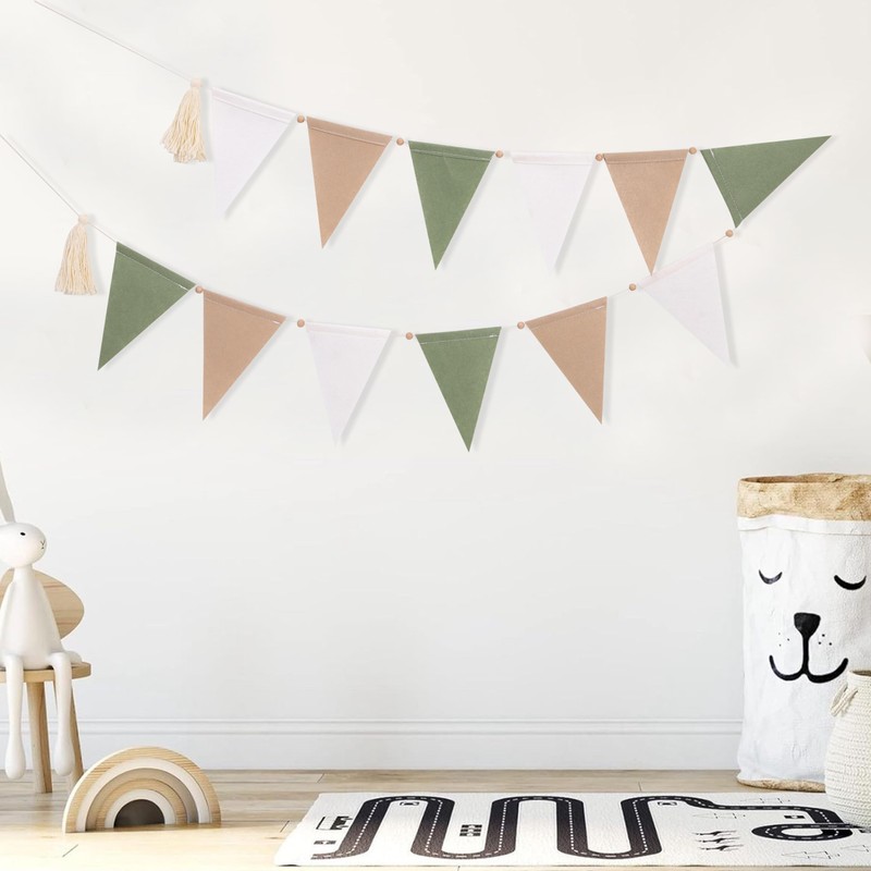 Sage Green Beige and Baby Bunting - Kids Bedroom Decorations,