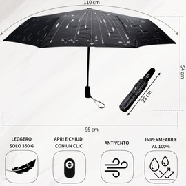 ELIXIUMPRO Windproof Folding Umbrella, Auto Close for Gift Men Women, Durable and Compact Fabric Cover, Rain/Parasol, Travel Umbrella with Waterproof Cover, darkblue